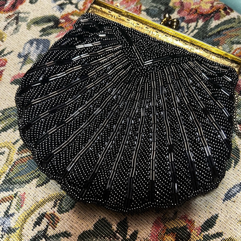 Elegant Black Beaded Clutch